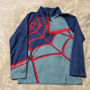 Spyder Navy and Teal Pullover with Red Web Design